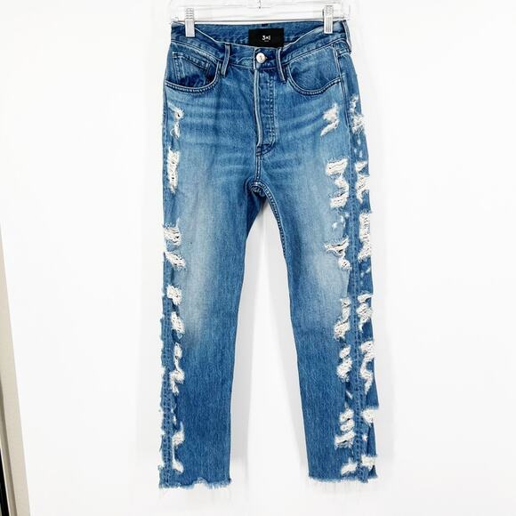 3x1 W3 Higher Ground Boyfriend Slim Fit Crop Jeans - Picture 2 of 8